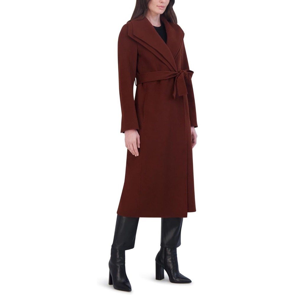 TAHARI Women's Slim Fit Double-Faced Wool Blend Wrap Coat with Tie Belt NEW Tags - Picture 2 of 4